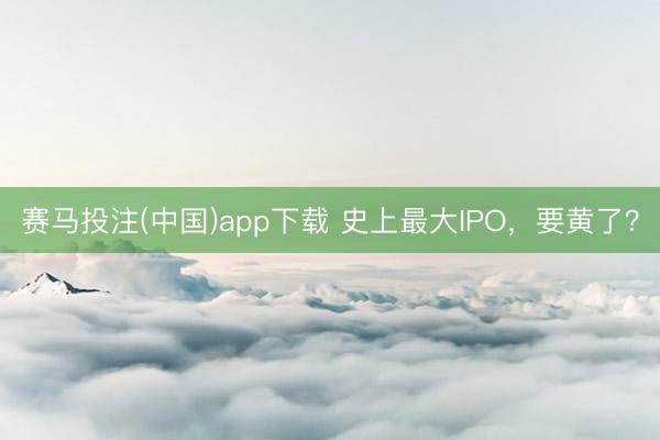 赛马投注(中国)app下载 史上最大IPO，要黄了？