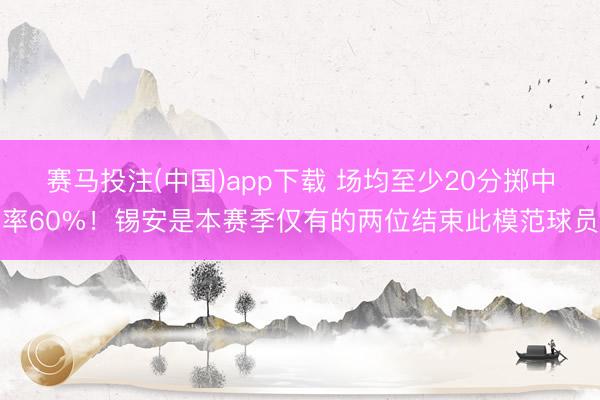 赛马投注(中国)app下载 场均至少20分掷中率60%！锡安是本赛季仅有的两位结束此模范球员