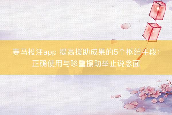 赛马投注app 提高援助成果的5个枢纽手段:正确使用与珍重援助举止说念面