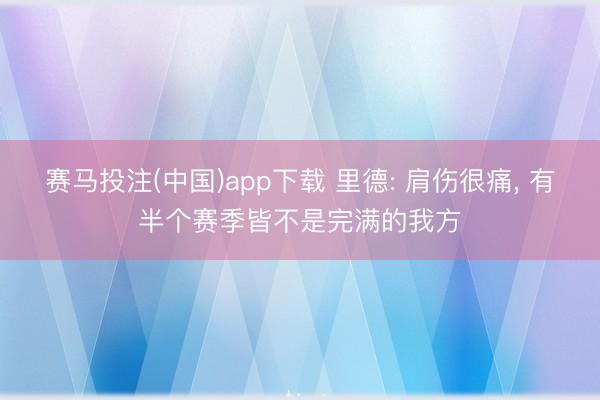 赛马投注(中国)app下载 里德: 肩伤很痛， 有半个赛季皆不是完满的我方