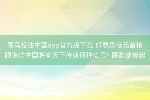 赛马投注中国app官方版下载 好意思俄元首接踵造访中国将向天下传递何种信号? 酬酢部修起