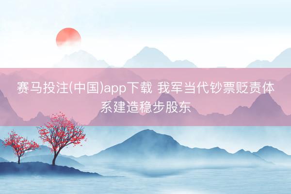 赛马投注(中国)app下载 我军当代钞票贬责体系建造稳步股东