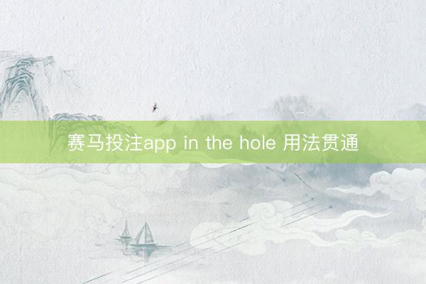 赛马投注app in the hole 用法贯通
