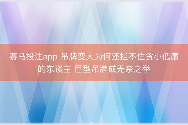 赛马投注app 吊牌变大为何还拦不住贪小低廉的东谈主 巨型吊牌成无奈之举