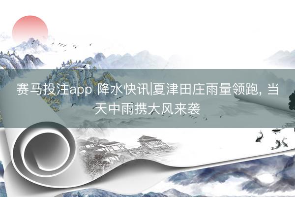 赛马投注app 降水快讯|夏津田庄雨量领跑， 当天中雨携大风来袭
