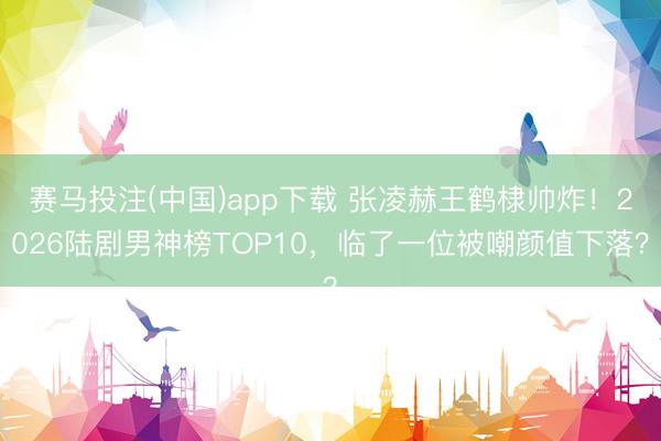 赛马投注(中国)app下载 张凌赫王鹤棣帅炸！2026陆剧男神榜TOP10，临了一位被嘲颜值下落？
