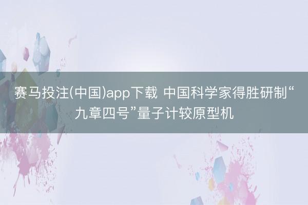 赛马投注(中国)app下载 中国科学家得胜研制“九章四号”量子计较原型机