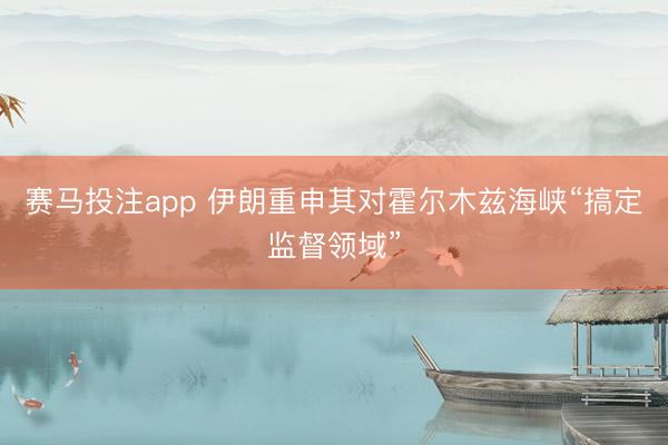 赛马投注app 伊朗重申其对霍尔木兹海峡“搞定监督领域”